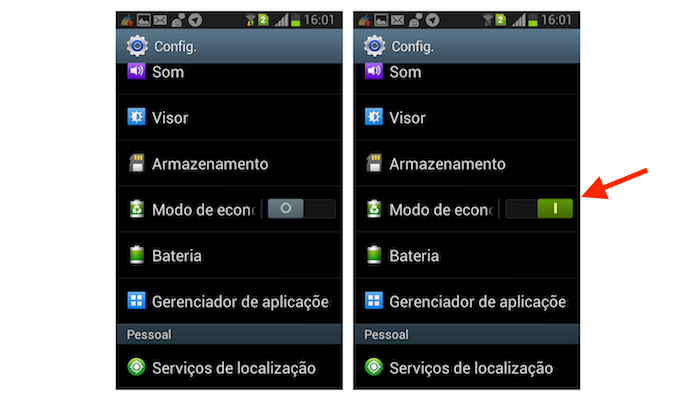 Ativando o modo de economia de bateria do Galaxy Gran Duos (Foto: Reprodução/Marvin Costa)