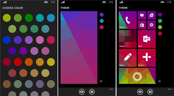 Theme+ é um aplicativo que personaliza a tela inicial do Windows Phone com diversas cores (Foto: Divulgação/Windows Phone Store)