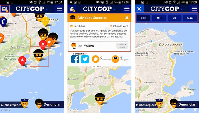 Confira as ocorrências nos locais próximos da cidade com o app CityCop (Foto: Reprodução/Barbara Mannara)