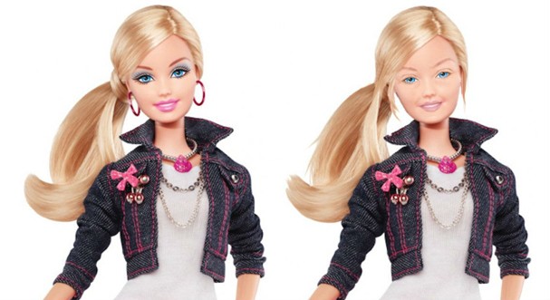 Barbie na versão produzida e ao natural (Foto: Divulgação)