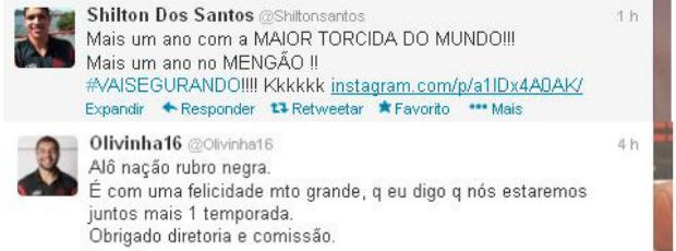 Shilton e Olivinha renovaram seus contratos com o Flamengo (Foto: Reprodução/Twitter)