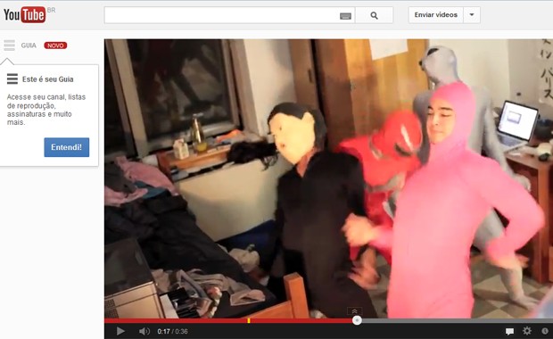Imagem do vídeo com dança bizarra lançada em 2 de fevereiro, que iniciou o 'meme' do 'Harlem shake' (Foto: Reprodução / YouTube)