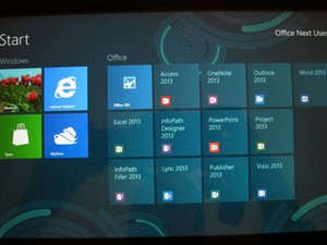 Ícones do novo Office são expostos na interface Metro, do Windows 8 (Foto: Laura Brentano/G1)