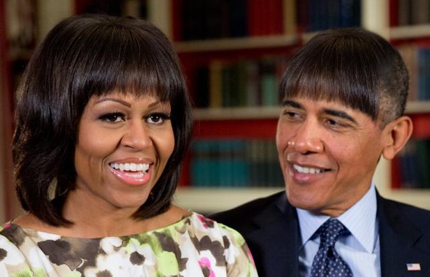 Foto de Barack Obama usando um dos apliques de sua mulher foi divulgada no Tumblr oficial da Casa Branca (Foto: Divulgação)