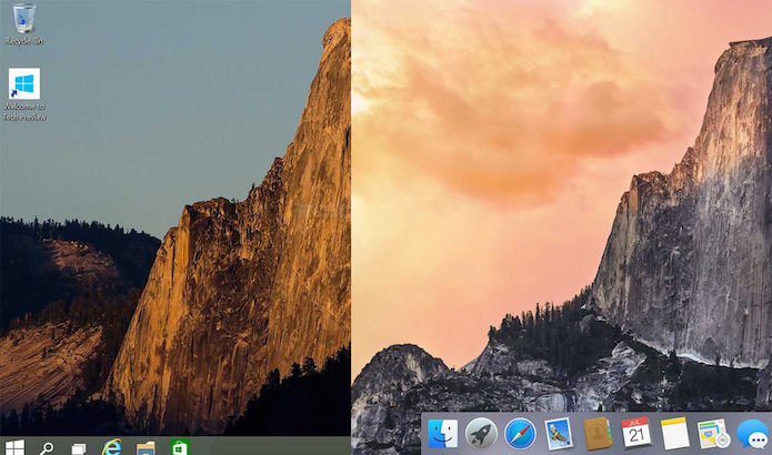 Windows 10 e OS X Yosemite: Parecidos? (Foto: Montagem/Edivaldo Brito)
