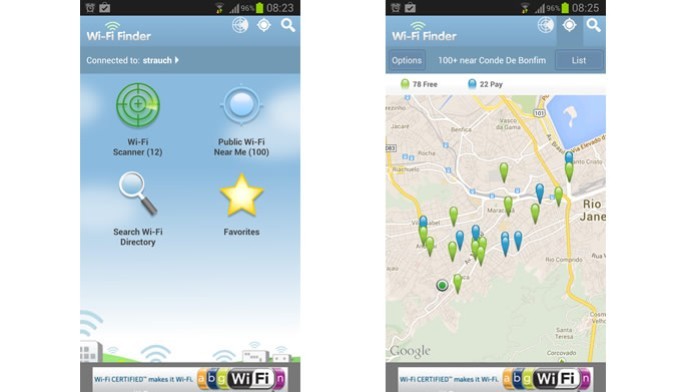 O Wi-Fi Finder exibe a localização de redes wireless gratuitas e ainda avalia a força de seus sinais (Foto: Divulgação/Google Play)