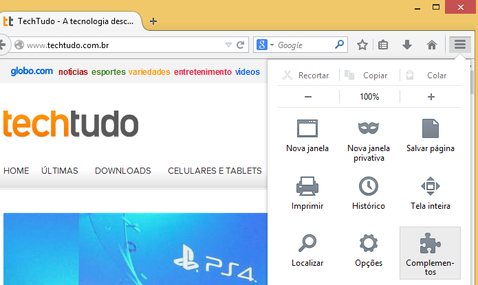 Menu do Firefox (Foto: Reprodução/Helito Bijora)