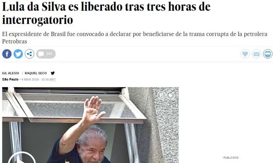 Para o jornal espanhol El País, as ações desta sexta-feira são um golpe duríssimo contra o ex-presidente (Foto: Reprodução) Para o jornal espanhol El País, as ações desta sexta-feira são um golpe duríssimo contra o ex-presidente (Foto: Reprodução)