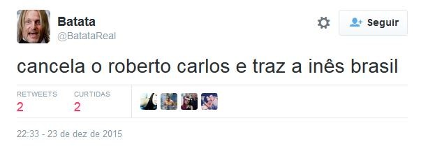 Internautas comentam show de Roberto Carlos (Foto: Reprodução/Twitter)