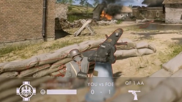 Esta imagem do soldado toupeira em Battlefield 1 é rara, pois normalmente ele entra completamente no cenário e se torna invisível (Foto: Reprodução/YouTube)