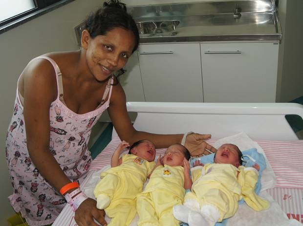 Santa Casa registrou o nascimento das trigêmeas de Tatiane Brito (foto), 25 anos, e Mônica Lopes, 23. Belém (Foto: Nilson Chucre/ Ascom Santa Casa)