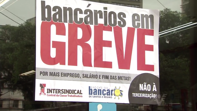 A greve continua nas agências bancárias (Foto: Reprodução/TV Tribuna)