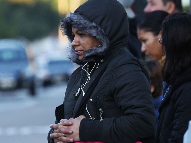 Pedestre se protege do frio na Avenida Ibirapuera, em Moema, Zona Sul de São Paulo, na manhã desta sexta-feira  (Foto: Renato S. Cerqueira/Futura Press/Estadão Conteúdo)