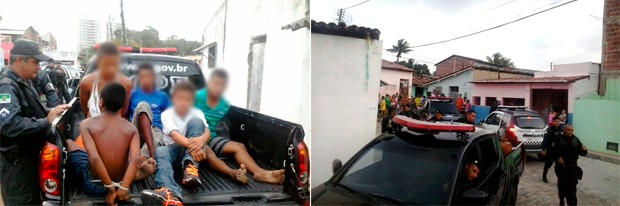 Suspeitos do assalto foram detidos no bairro de Mãe Luíza e conduzidos à 4ª DP (Foto: Divulgação/Polícia Militar do RN)