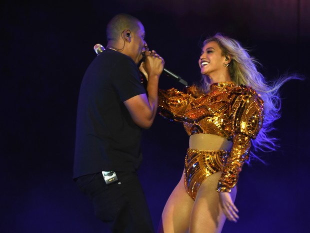 Beyoncé e Jay-Z em show em Nova Jersey, nos Estados Unidos (Foto: Larry Busacca/ Getty Images/ AFP)