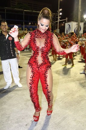 Viviane Araújo em ensaio do Salgueiro na Marquês de Sapucaí, no Centro do Rio (Foto: Wagner Santos/ Foto Rio News)
