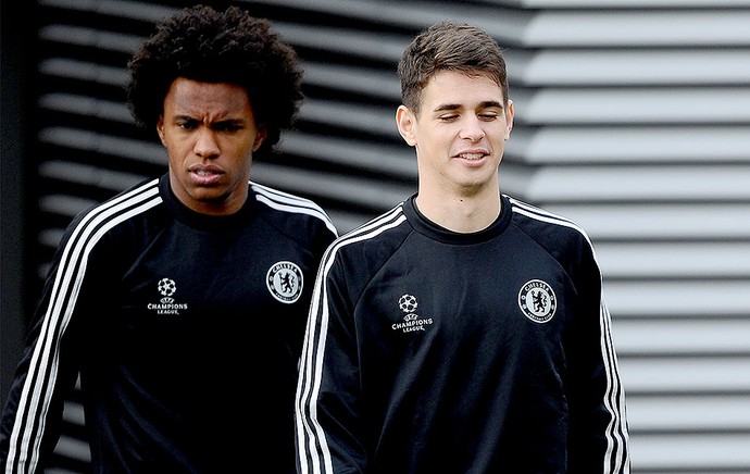 Willian e Oscar no Chelsea (Foto: Getty Images)