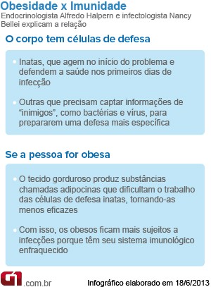 Bem Estar - Infográfico sobre obesidade e imunidade (Foto: Arte/G1)