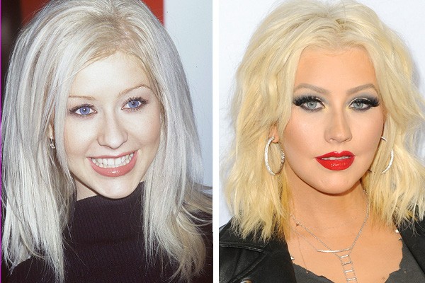 Christina Aguilera em 2000 e em 2015 (Foto: Getty Images)