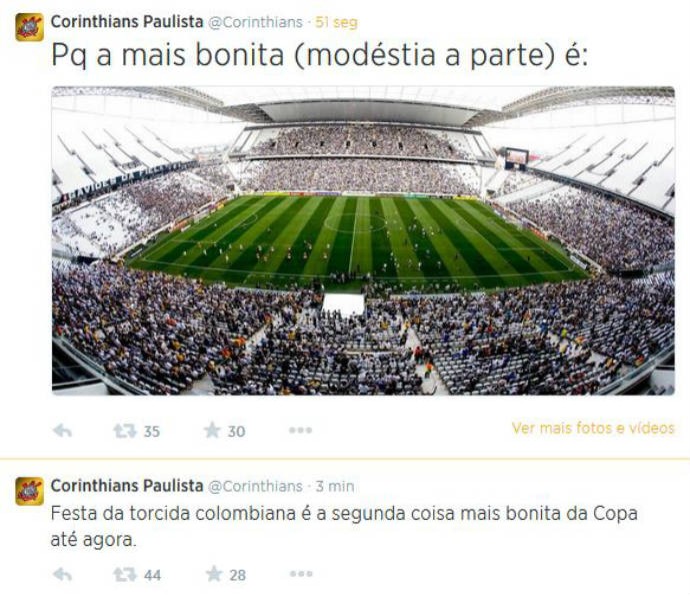 Timão exalta Colômbia, mas diz que a Arena é a 