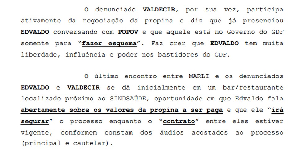 Trecho do MP que detalha como funcionou esquema denunciado (Foto: Reprodução)