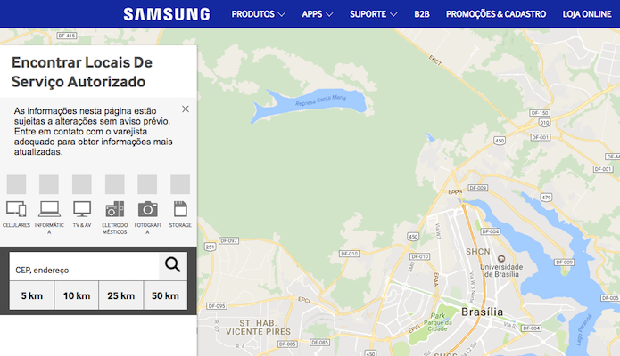 No site da Samsung é possível encontrar assistências para o seu Galaxy S4 Mini (Foto: Reprodução/Murilo Molina)