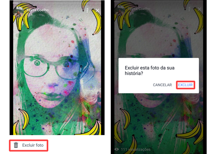 Na caixa de confirmação toque sobre Excluir