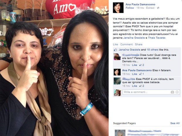 A juiza Ana Paula Damasceno ao lado da miss Plus Size DF, Janaína Graciele (Foto: Facebook/Reprodução)