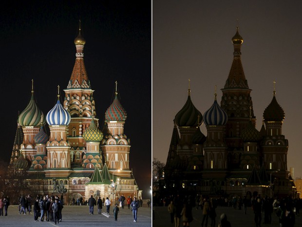 A catedral de São Basílio, em Moscou, também entrou na campanha (Foto: Sergei Karpukhin / Reuters)