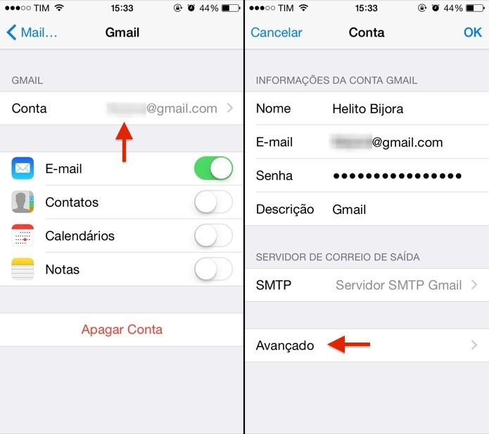 Abra as configurações de e-mail (Foto: Reprodução/Helito Bijora)
