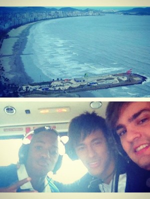 Neymar, Victor Andrade e amigo, no helicóptero (Foto: Reprodução / Instagram)