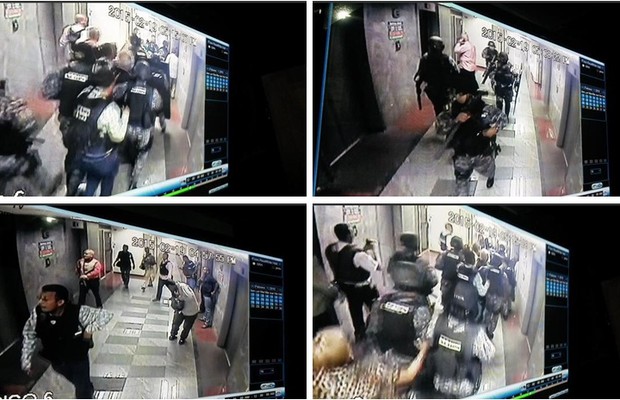 Imagens de câmeras de segurança mostram momento em que as forças venezuelanas entraram no edifício de Ledezma e o levaram (Foto: Reprodução/Twitter)