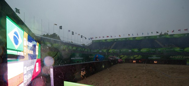 vôlei de praia chuva Stare Jablonki (Foto: FIVB)