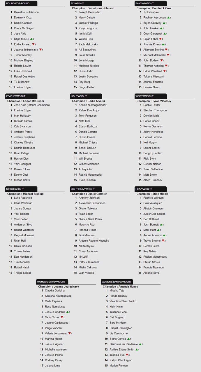 ranking atualizado do UFC (Foto: Editoria de Arte)