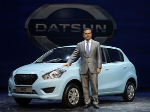 Carlos Ghosn, chairman e CEO da aliança Renault Nissan, apresenta o novo Datsun Go (Foto: Adnan Abidi/Reuters)