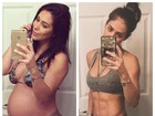 Bella Falconi compara corpo durante e após gravidez e impressiona