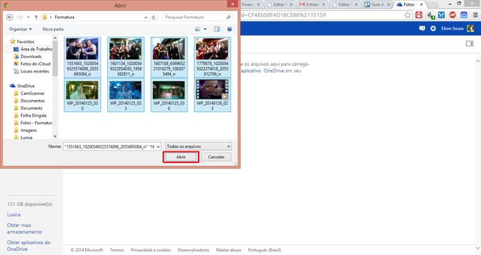 OneDrive aceita upload de um ou mais arquivos localizados no seu computador (Foto: Reprodução/Elson de Souza)
