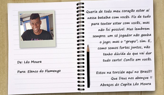 recado Leo Moura elenco Flamengo  (Foto: Editoria de Arte)