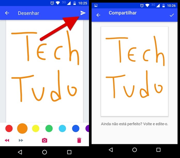 Compartilhando o seu desenho (Foto: Felipe Alencar/TechTudo)