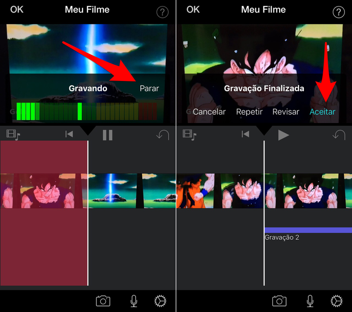 Faça a narração e encerre a gravação no iMovie para iPhone (Foto: Reprodução/Lucas Mendes)