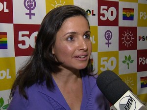 A candidata do PSOL, <b>Marcela Moreira</b>, durante convenção do partido em ... - marcela_moreira_-_psol