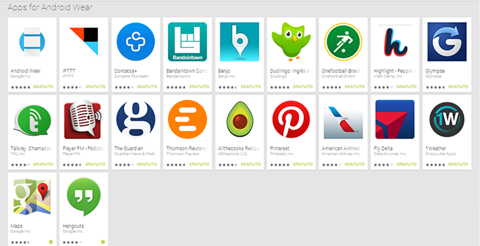 Android Wear tem página de aplicativos reservadas na Google Play Store (Foto: Reprodução/Play Store)