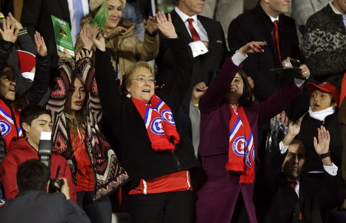 Michelle Bachelet, Chile x Equador Copa Am&eacute;rica (Foto: Ag&ecirc;ncia AP)