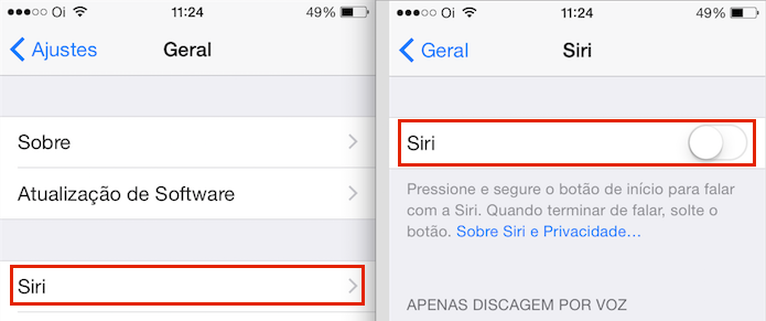 Acessando e ativando o recurso Siri (Foto: Reprodução/Edivaldo Brito)