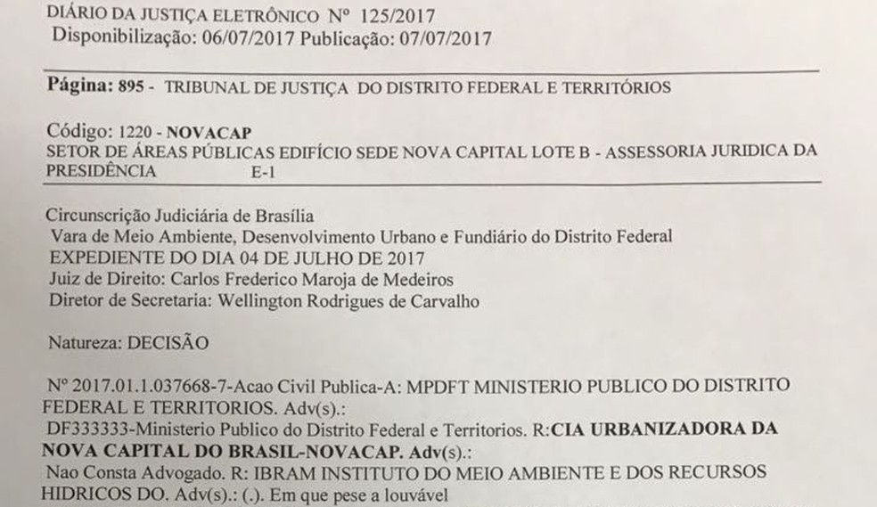 Trecho da decisão que decide por não fechar o Deck Sul (Foto: Reprodução)