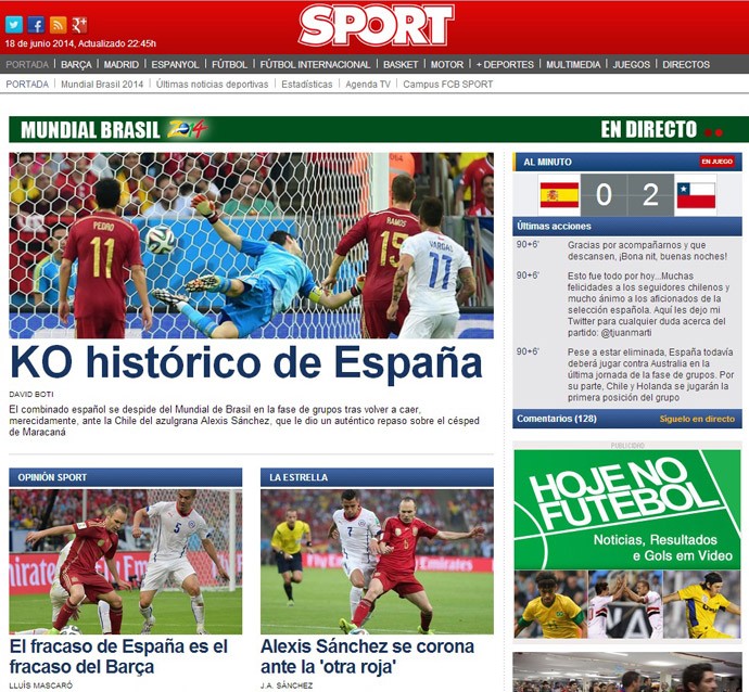 Capa Jornal Sport (Foto: Reprodução/Jornal "Sport")