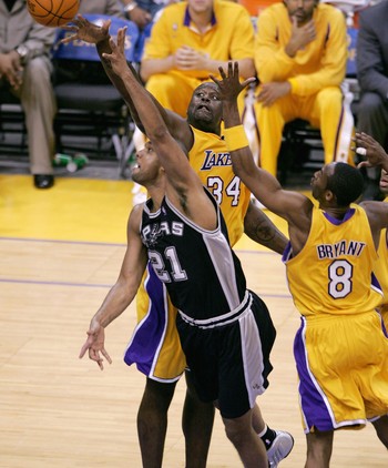 Tim Duncan, Shaquille O'Neal, Kobe Bryant Lakers Spurs NBA (Foto: Getty Images)