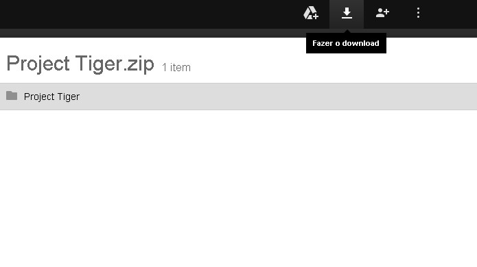 Ao utilizar o segundo link para baixar o Project Tiger de Destiny, clique em Fazer o Download no ícone de seta na barra no topo da página (Foto: Reprodução/Rafael Monteiro)