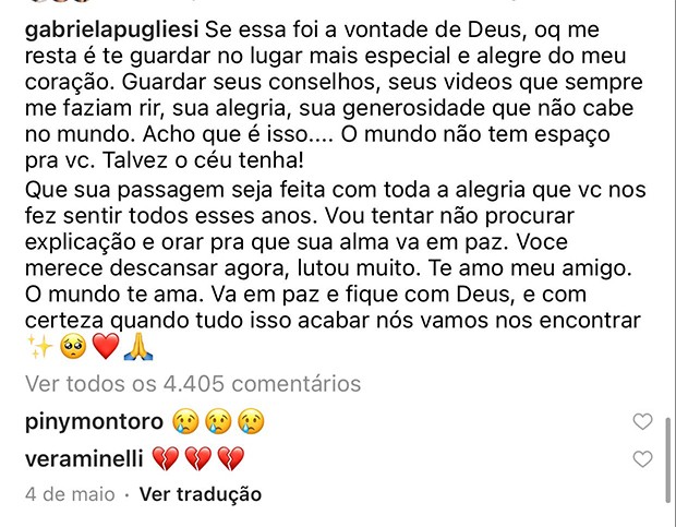 Samantha Schmütz rebate comentário de Gabriela Pugliesi sobre morte de Paulo Gustavo (Foto: Reprodução/ Instagram)