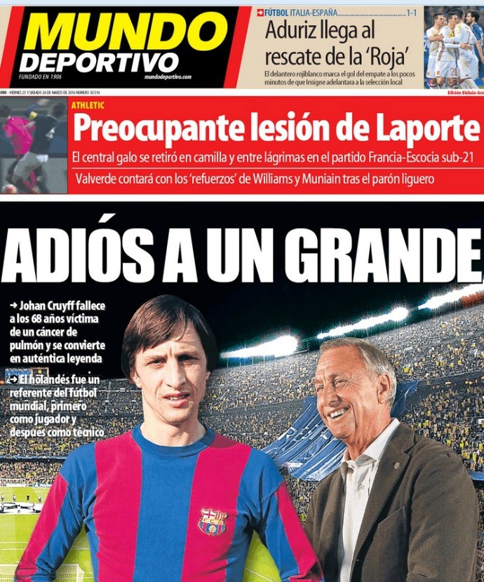 Capa Mundo Deportivo Cruyff (Foto: Reprodução)